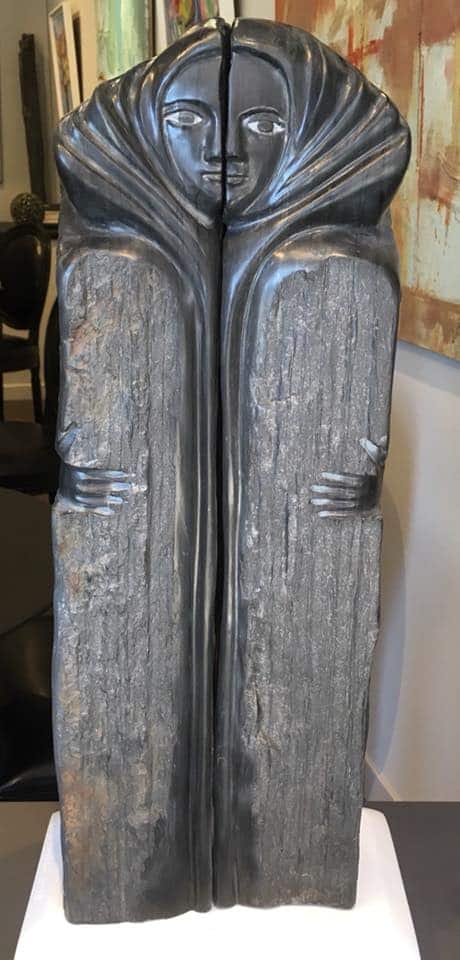 Le couple - Ardoise - Lutfi Romhein Coll. Privée
